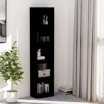5-szintes fekete szerelt fa könyvszekrény 40 x 24 x 175 cm - utánvéttel vagy ingyenes szállítással
