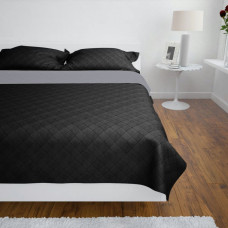 Kétoldalú vattázott ágytakaró 170 x 210 cm fekete/szürke - utánvéttel vagy ingyenes szállítással