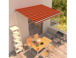 Narancssárga és barna kézzel kihúzható napellenző 400 x 300 cm - utánvéttel vagy ingyenes szállítással