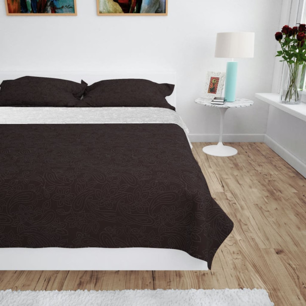 Krémszínű/barna kétoldalas steppelt ágytakaró 170 x 210 cm - utánvéttel vagy ingyenes szállítással