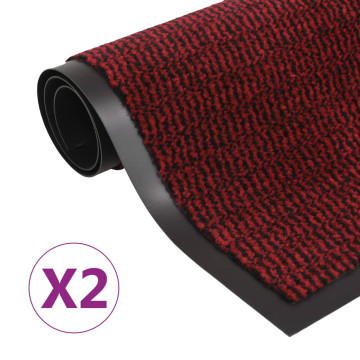 2 db piros négyszögletes bolyhos szennyfogó szőnyeg 80 x 120 cm - utánvéttel vagy ingyenes szállítással
