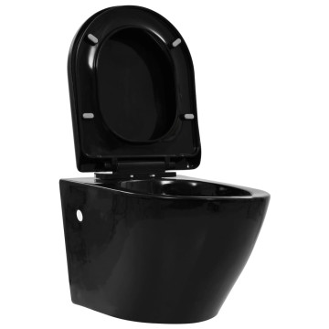 Fekete kerámia perem nélküli fali WC - utánvéttel vagy ingyenes szállítással