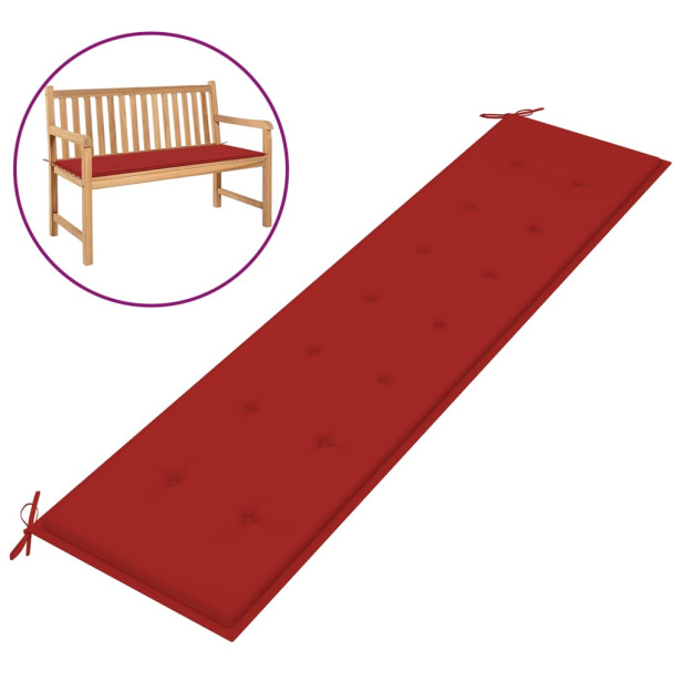 Piros oxford szövet kerti padpárna 200 x 50 x 3 cm - utánvéttel vagy ingyenes szállítással