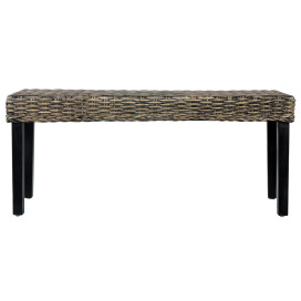 Fekete természetes kubu rattan és tömör mangófa pad 110 cm - utánvéttel vagy ingyenes szállítással