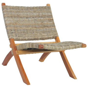 Természetes kubu rattan és tömör mahagóni pihenőszék - utánvéttel vagy ingyenes szállítással