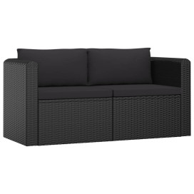 2-részes fekete polyrattan kerti ülőgarnitúra párnákkal - utánvéttel vagy ingyenes szállítással