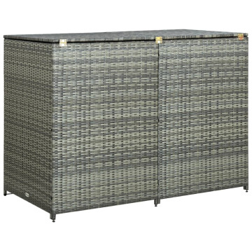 Antracit polyrattan dupla tároló gurulós kukához 148x77x111 cm - utánvéttel vagy ingyenes szállítással