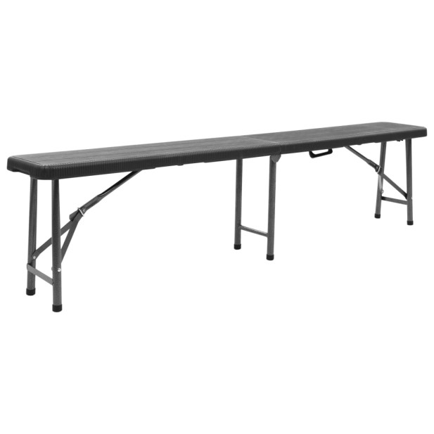 2 db fekete összecsukható HDPE kerti pad 180 cm - utánvéttel vagy ingyenes szállítással
