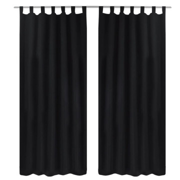 2 db fekete mikroszatén függöny karikákkal 140 x 225 cm - utánvéttel vagy ingyenes szállítással