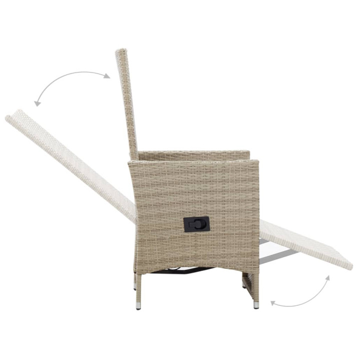 2 db bézs dönthető háttámlás polyrattan kerti szék párnával - utánvéttel vagy ingyenes szállítással