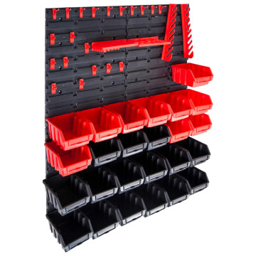 29 darabos piros és fekete tárolódoboz-készlet fali panelekkel - utánvéttel vagy ingyenes szállítással