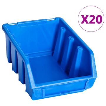 20 db kék műanyag rakásolható tárolódoboz - utánvéttel vagy ingyenes szállítással