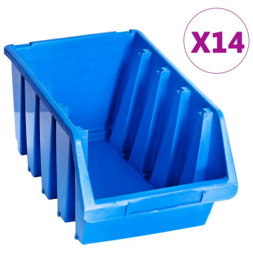 14 db kék műanyag rakásolható tárolódoboz - utánvéttel vagy ingyenes szállítással