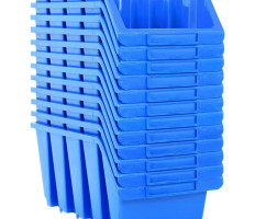 14 db kék műanyag rakásolható tárolódoboz - utánvéttel vagy ingyenes szállítással