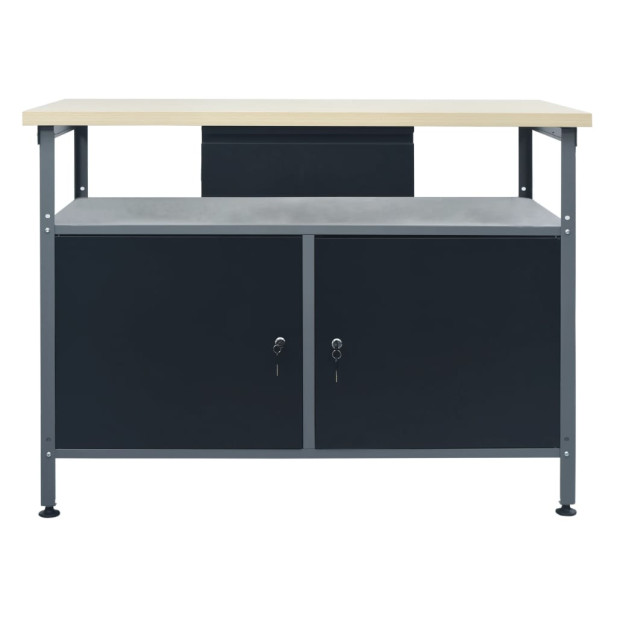 Fekete acél munkapad 120 x 60 x 85 cm - utánvéttel vagy ingyenes szállítással