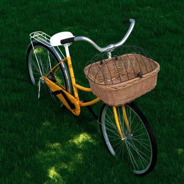 Természetes fűzfa elülső kerékpárkosár fedéllel 50 x 45 x 35 cm - utánvéttel vagy ingyenes szállítással