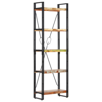 5 szintes tömör újrahasznosított fa könyvespolc 60x30x180 cm - utánvéttel vagy ingyenes szállítással