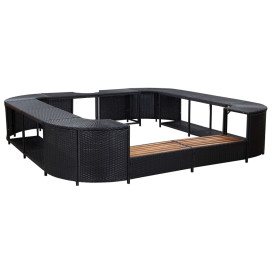 Fekete négyszög alakú polyrattan pezsgőfürdőkeret 268x268x55 cm - utánvéttel vagy ingyenes szállítással