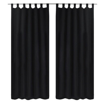 2 db fekete mikroszatén függöny karikákkal 140 x 245 cm - utánvéttel vagy ingyenes szállítással