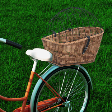 Természetes fűzfa hátsó kerékpárkosár fedéllel 55 x 31 x 36 cm - utánvéttel vagy ingyenes szállítással