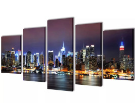 Vászon falikép szett színes new york-i Skyline 200 x 100 cm - utánvéttel vagy ingyenes szállítással