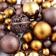 100 darabos barna/bronz/aranyszínű karácsonyi gömb készlet 6 cm - utánvéttel vagy ingyenes szállítással