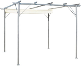 Fehér-krémszínű acélpergola behúzható tetővel 3 x 3 m - utánvéttel vagy ingyenes szállítással
