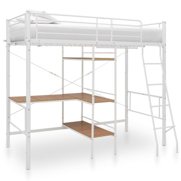 Fehér fém emeletes ágykeret asztallal 90 x 200 cm - utánvéttel vagy ingyenes szállítással