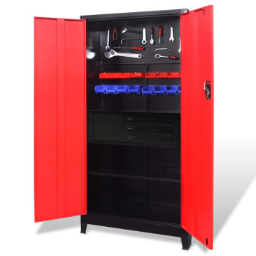 Piros-fekete acél szerszámszekrény szerszámosládával 90x40x180 - utánvéttel vagy ingyenes szállítással