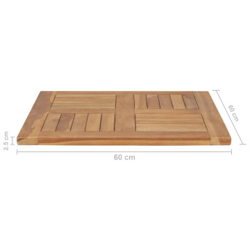 Tömör tíkfa asztallap 60 x 60 x 2,5 cm - utánvéttel vagy ingyenes szállítással