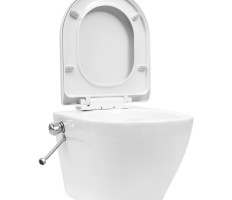 Fehér kerámia perem nélküli fali WC bidé funkcióval - utánvéttel vagy ingyenes szállítással