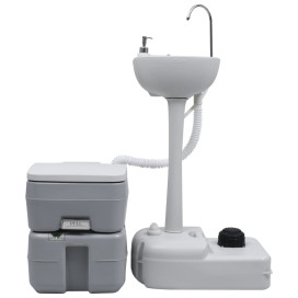 Szürke hordozható kemping WC és kézmosó állvány - utánvéttel vagy ingyenes szállítással