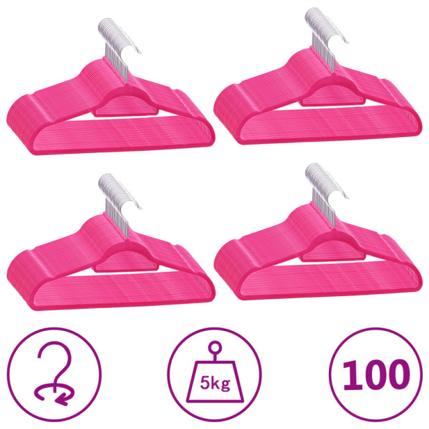 100 db rózsaszín csúszásmentes bársony ruhaakasztó - utánvéttel vagy ingyenes szállítással