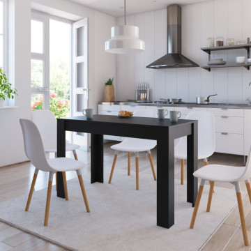 Fekete szerelt fa étkezőasztal 120 x 60 x 76 cm - utánvéttel vagy ingyenes szállítással