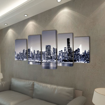 Vászon falikép szett monokróm new york-i Skyline 200 x 100 cm - utánvéttel vagy ingyenes szállítással