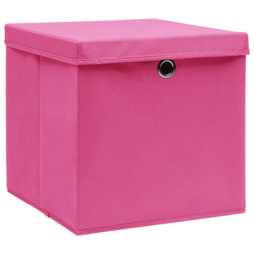 10 db rózsaszín szövet tárolódoboz fedéllel 32 x 32 x 32 cm - utánvéttel vagy ingyenes szállítással
