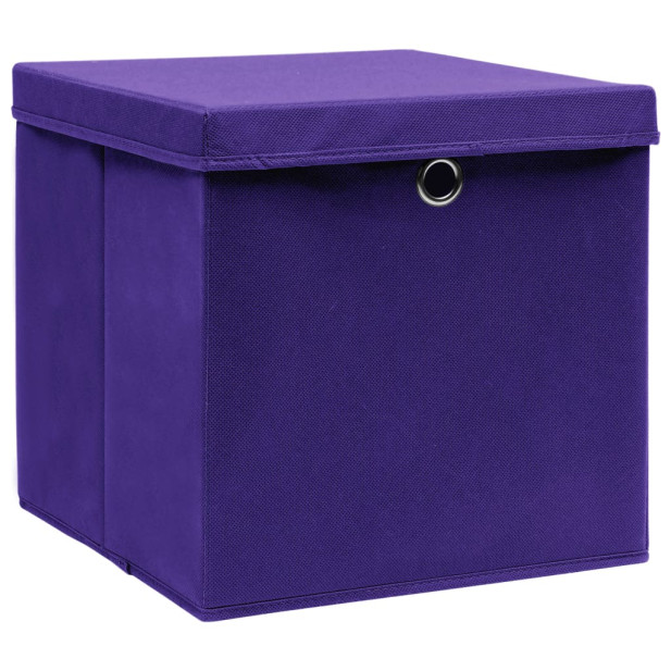 4 db lila szövet tárolódoboz fedéllel 32 x 32 x 32 cm - utánvéttel vagy ingyenes szállítással