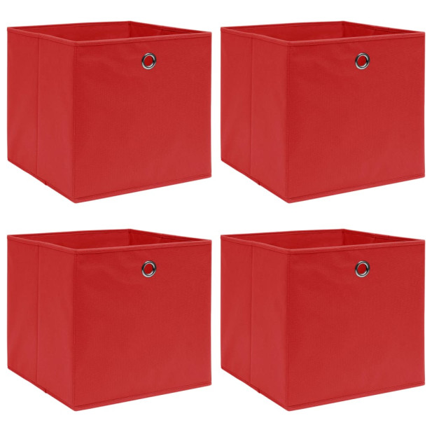 4 db piros szövet tárolódoboz 32 x 32 x 32 cm - utánvéttel vagy ingyenes szállítással