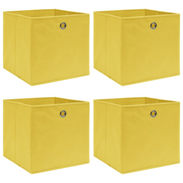 4 db sárga szövet tárolódoboz 32 x 32 x 32 cm - utánvéttel vagy ingyenes szállítással