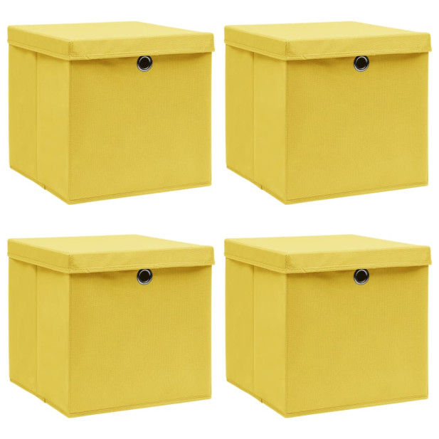 4 db sárga szövet tárolódoboz fedéllel 32 x 32 x 32 cm - utánvéttel vagy ingyenes szállítással