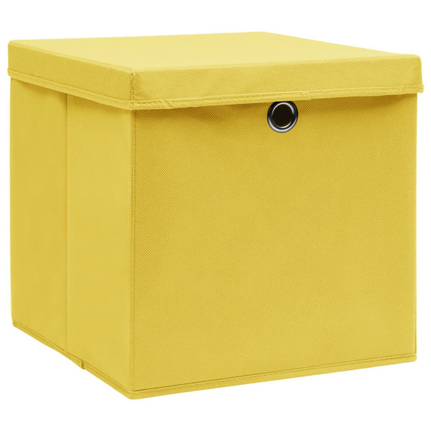 4 db sárga szövet tárolódoboz fedéllel 32 x 32 x 32 cm - utánvéttel vagy ingyenes szállítással