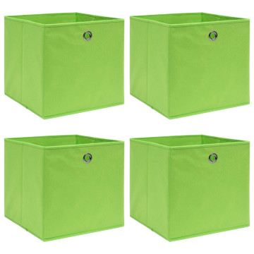4 db zöld szövet tárolódoboz 32 x 32 x 32 cm - utánvéttel vagy ingyenes szállítással