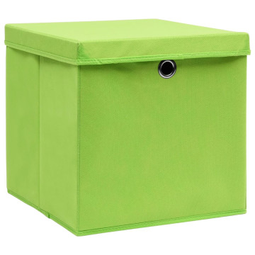 4 db zöld szövet tárolódoboz fedéllel 32 x 32 x 32 cm - utánvéttel vagy ingyenes szállítással