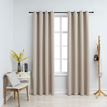 2 db bézs sötétítőfüggöny fémgyűrűkkel 140 x 225 cm - utánvéttel vagy ingyenes szállítással