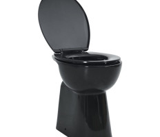 Fekete kerámia perem nélküli magas WC finoman záródó fedéllel - utánvéttel vagy ingyenes szállítással