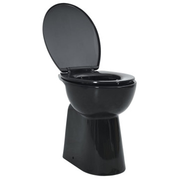 Fekete kerámia perem nélküli magas WC finoman záródó fedéllel - utánvéttel vagy ingyenes szállítással