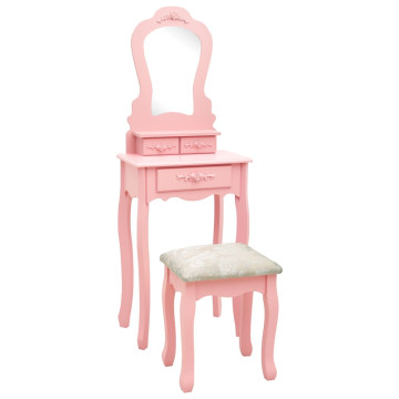 Rózsaszín császárfa fésülködőasztal-szett ülőkével 50x59x136 cm - utánvéttel vagy ingyenes szállítással