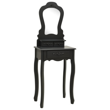 Fekete császárfa fésülködőasztal-szett ülőkével 50x59x136 cm - utánvéttel vagy ingyenes szállítással