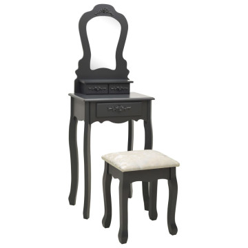 Szürke császárfa fésülködőasztal-szett ülőkével 50x59x136 cm - utánvéttel vagy ingyenes szállítással