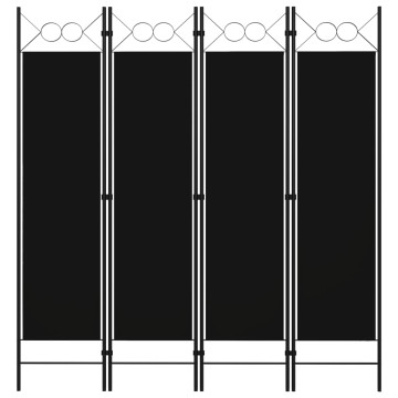 Fekete 4 paneles paraván 160 x 180 cm - utánvéttel vagy ingyenes szállítással